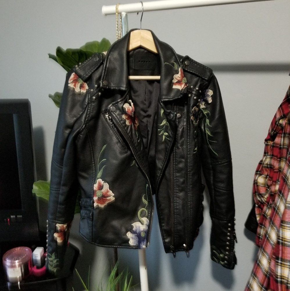 Blank NYC Floral Studded Leather Jacket size M